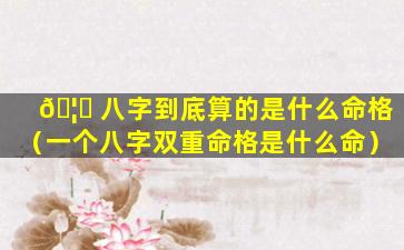 🦋 八字到底算的是什么命格（一个八字双重命格是什么命）